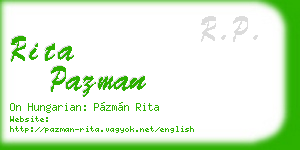 rita pazman business card
